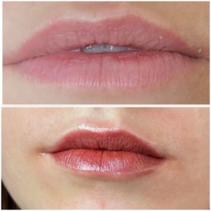 Lip Blushing Before & after Blue Mesa Salon 