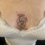 single needle tattoo heart by Bella at Blue Mesa Salon